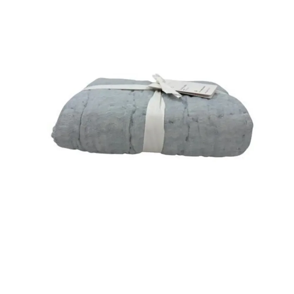 Pottery Barn Cloud Linen Cotton Quilted King Size Sham Chambray NEW WITH TAGS